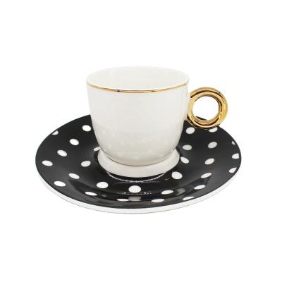 China Professional blue elegant gold design bone china coffee cup saucer household hotel restaurant banquet making new for sale