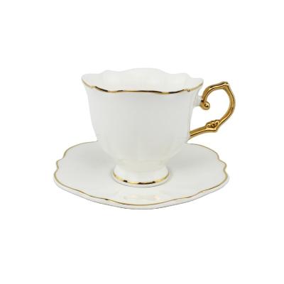 China New Ceramic Household Hotel Restaurant Banquet Custom Decal Bone China Teacup Saucer 15pcs Coffee Set for sale