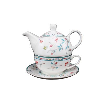 China Estilo Blue Floral Bone China 15PCS Pink and Coffee Tea Cup Set Viable New Teapot Set European Coffee Pot Set for sale