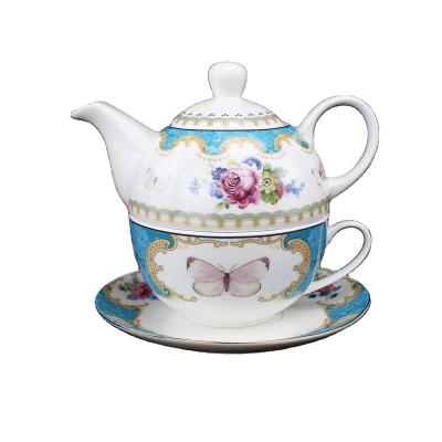 China Gift Box 15PCS Viable Floral Royal Teapot Ceramic Tea Cups And Saucers Tea Cups And Saucers With Creamer And Sugar Pot for sale