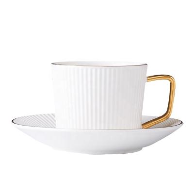 China Sustainable Latte Made In China Gold Handle Ceramic Porcelain Coffee Tea Cup And Saucer for sale