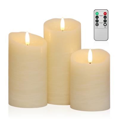 China Birthdays Wax Pillar Lights Paraffin Wax Remote Control Home Decor Luxury WiFi Control LED Candles 3D Flameless Candles Soy Wax Candles for sale