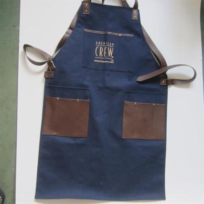 China Simple Custom Salon Barber Hairdressers LOGO Heavy Duty Denim Jean Work Apron Apron for sale