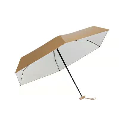 China Wholesale Minimalist Sunscreen Mini Flat Gold Plastic Folding Umbrella for sale