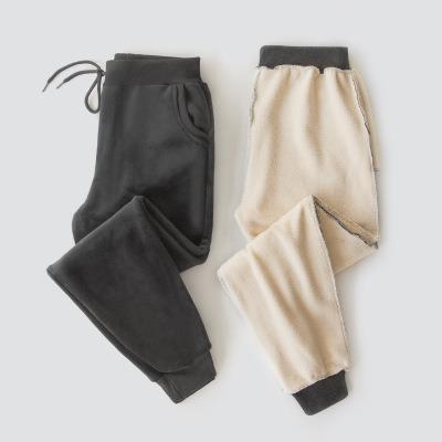 China Winter Anti-pilling Beaver Fleece Warm Pants Plus Velvet Thick Drawstring Gaiters Loose Trousers Women for sale