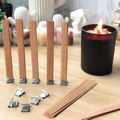 China Candle maker 10*150mm split style wooden wick/double Woodwick for DIY soy candle for sale