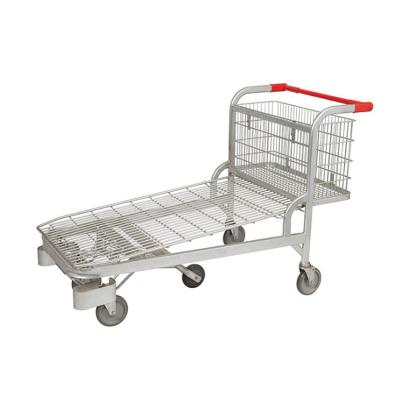 China Rustproof High Quality Warehouse Shopping Flat Cart With Factory Price From Supermarket for sale