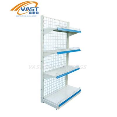 China Single Sided Metal Shelving Unit Gondola Shelving Wire Mesh Display Racks Wire Shelf For Supermarket for sale