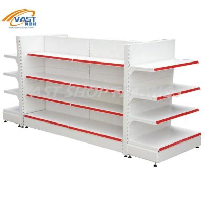 China Gondola Shelving Supermarket Shelves Shop Display Rack Double Sided Double Side Foot Movable Shelf for sale