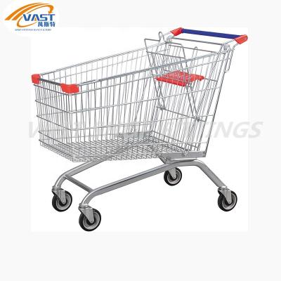 China Unveiling Style European Shopping Trolley Supermarket Push Trolley Retail Store Trolley for sale