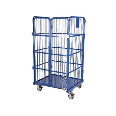 China Folding Logistics Cages Laundry Industrial Folding Rolling Container Mobile Warehouse Security Cage for sale