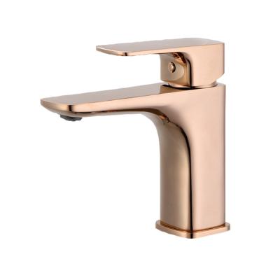 China J-STAR Metered Faucets Featured Product Rose Gold Hot And Cold Water Faucet Basin Mixer Taps For Bathroom for sale