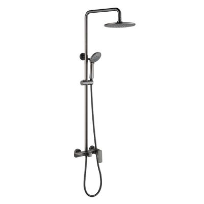 China With Hot Selling J-STAR Sliding Bar Shower Gunmetal Finish For Hotel Use 3 Function Shower Set Mixer for sale