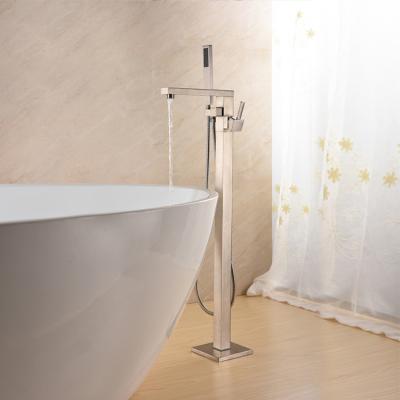 China With Slide Bar J-STAR New Product Brass Brushed Nickel 2021 Luxury Shower Set Freestanding Tub Faucets for sale