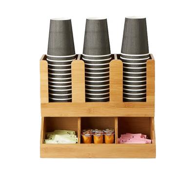 China Viable Wholesale Bamboo Disposable Condiment Storage Organizer Paper Cup and Coffee Cup Storage Holders for sale