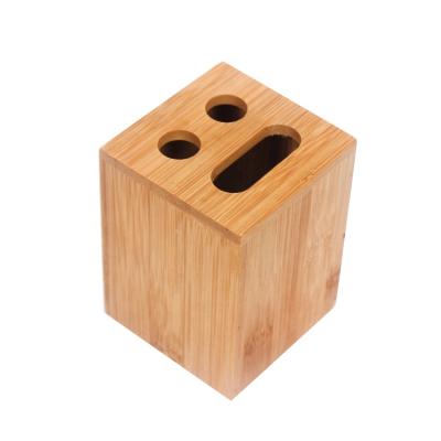 China Natural Environmental Protection Bambkin Bathroom Toothbrush Holder Sustainable Bamboo Accessories Storage Rack Bamboo Toothbrush Holder for sale