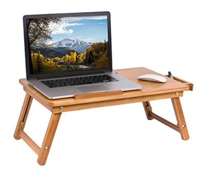 China Adjustable Portable Bed Tray Multifunctional Breakfast Serving Table (Height) Adjustable Bamboo Laptop Desk with Tilt Top Storage Drawer for sale