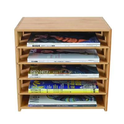 China Document Organizer Wooden Magazine Rack File Desktop Wooden Holder for sale