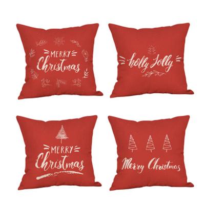 China Non-Toxic Customized Colors Available Monogram Red Merry Christmas Plaid Pillow Covers Christmas Tree Deer Paw Pillow Case for sale