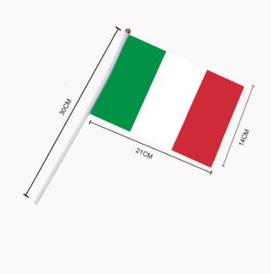 China Color Stability Hand Shake Strong Country Flag With Stick Italian Hand Held Flag Italy National Hand Wave Flag for sale