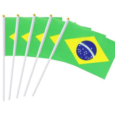 China Health Care Institute Custom Design Fans Advertising Hand Held Brazil Hand Woven Flag for sale