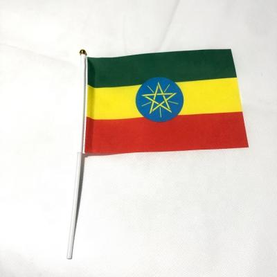 China Hot Sale World Country Flags Nation Small Ethiopia Outdoor Advertising 14x21cm Hanging Hand Waving Waving Flag for sale