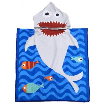 China Hot Selling Soft Kids Tablets Boys Poncho Cape Bath Robe For Amazon Shark Swim Pool Frontage for sale