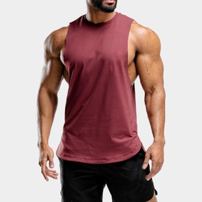 China Wholesale Bodybuilding Plain Custom Logo Anti-pilling Sleeveless Tee Mens Sports Muscle Tank With Mesh Panel Back for sale