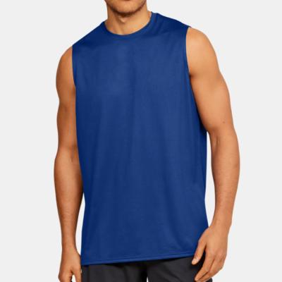 China QUICK DRY Fit Men'S Fitness Muscle Tee Loose Fit Polyester Workout Sleeveless Recycled Tank Top for sale