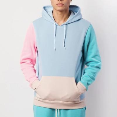 China Anti-Wrinkle Custom Design Men's Multi Color With Contrast Color Block French Hoodie 50%Cotton 50%Polyester Terry Hoody for sale