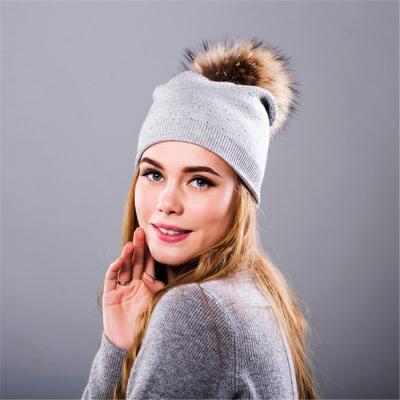 China breathable & 2021 new design hot fashion waterproof knit colorful rabbit wool pompom beanie hats custom women for sale