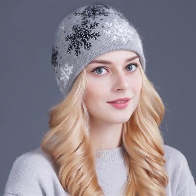 China Wholesale Custom Winter Hats Women Dobby Girls Bright Silk Cashmere Wool Knit Beanie With Stripe for sale