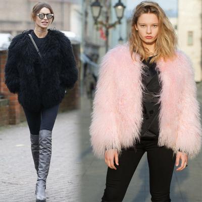 China Breathable Winter Tibet Lamb Real Fur Jacket Wholesale Mongolian Fur Coat Women for sale