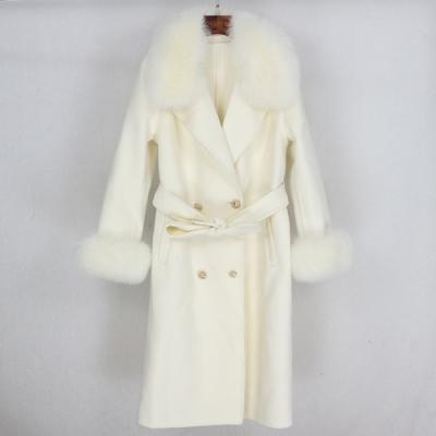 China Fox fur coat woolen women coat ladies women cashmere woolen coat winter jacket women breathable fur coat for sale