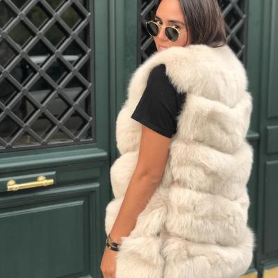 China New Style Ladies Breathable White Sleeveless Fashion Vest Real Fox Fur Vest For Women for sale