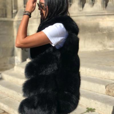 China Factory Direct Wholesale Price Breathable Women Fashion Fox Fur Long Vest New Arrival Europe Wholesale Custom Real Fox Fur Vest Women for sale