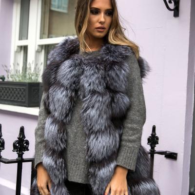 China Fashion Breathable Warm Women's Real Fox Fur Waistcoat Girls Fox Fur Waistcoat Winter Sale Real Fox Fur Vest for sale