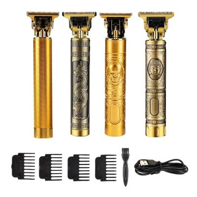 China OEM Vintage T9 Rechargeable Cordless Hair Trimmer Barber Head Skull Shaver Pitbull Pro Gold Commercial Electric Clipper For Men for sale