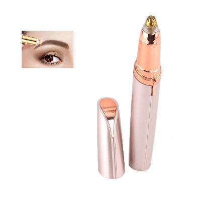 China Painless Shaver Electric Rechargeable Epilator Rose Gold Women Eyebrow Trimmer Stainless Steel Hair Pen Eyebrow Remover Facial Shavers for sale