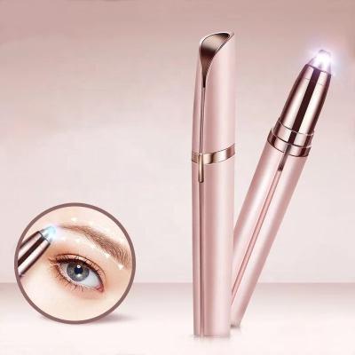 China Hair Removal Pen Electric Eyebrow Trimmer Stainless Steel Trimmer Razor Mini Lipstick Shape Electric Eyebrow For Women for sale