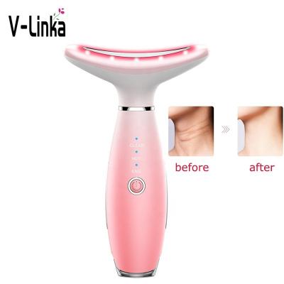 China Portable Smart Shrink Pore Remove Wrinkle Device EMS Neck Massager Intelligent Electric Face And Neck Lifting Machine With Heat for sale