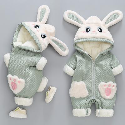 China Winter Cute Outing Baby Onesie Bunny Jumpsuit Newborn Hugging Clothes Thickening Warm Rompers for sale