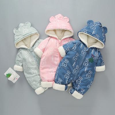 China Winter Cute Overalls Baby Outerwear Newborn Kids Warm Thickened Zipper Rompers for sale