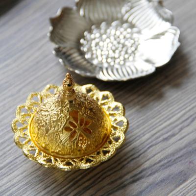 China Wholesale Gold Chinese European Lace Tray Arab Middle Eastern Metal Incense Censer for sale