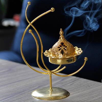 China Nordic Modern Arab Chinese Style Single Candlestick Censer Censer Metal Incense Peach Double Use Censer for sale