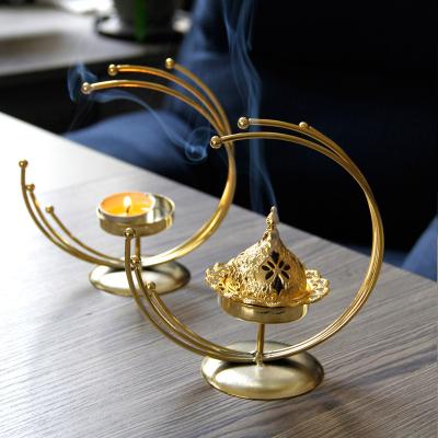 China Wholesale Middle East Arabia North Europe Censer Home Censer Chinese Modern Single Candlestick Holder Dual Use Incense Censer for sale