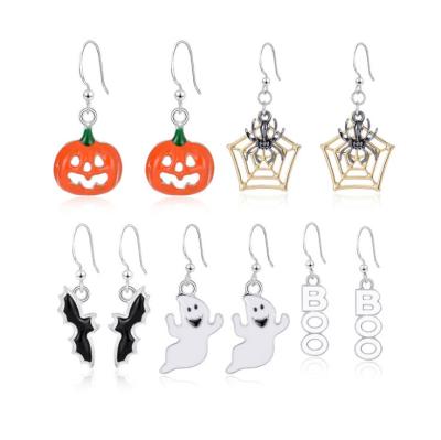 China Halloween TRENDY Dangle Earrings Hook Ear Hook Ghost Bat Spider Pumpkin Funny Jewelry for sale