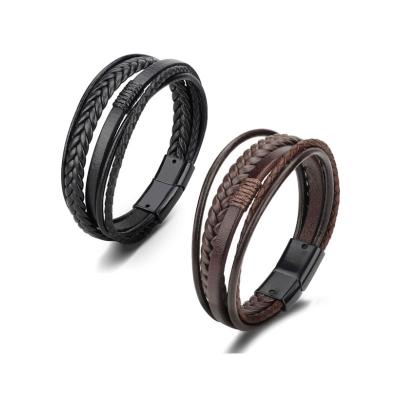 China FASHIONABLE Alloy Magnetic Bangle Bracelet Leather Men for sale