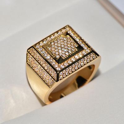 China Hip Hop Hip Hop Square Ring with Zircon Rings for Men for sale