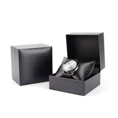 China Luxury Personalized Watch Collection Case Black Pu Leather Organizer Striping Genuine Leather Men's Watch Packaging Box for sale